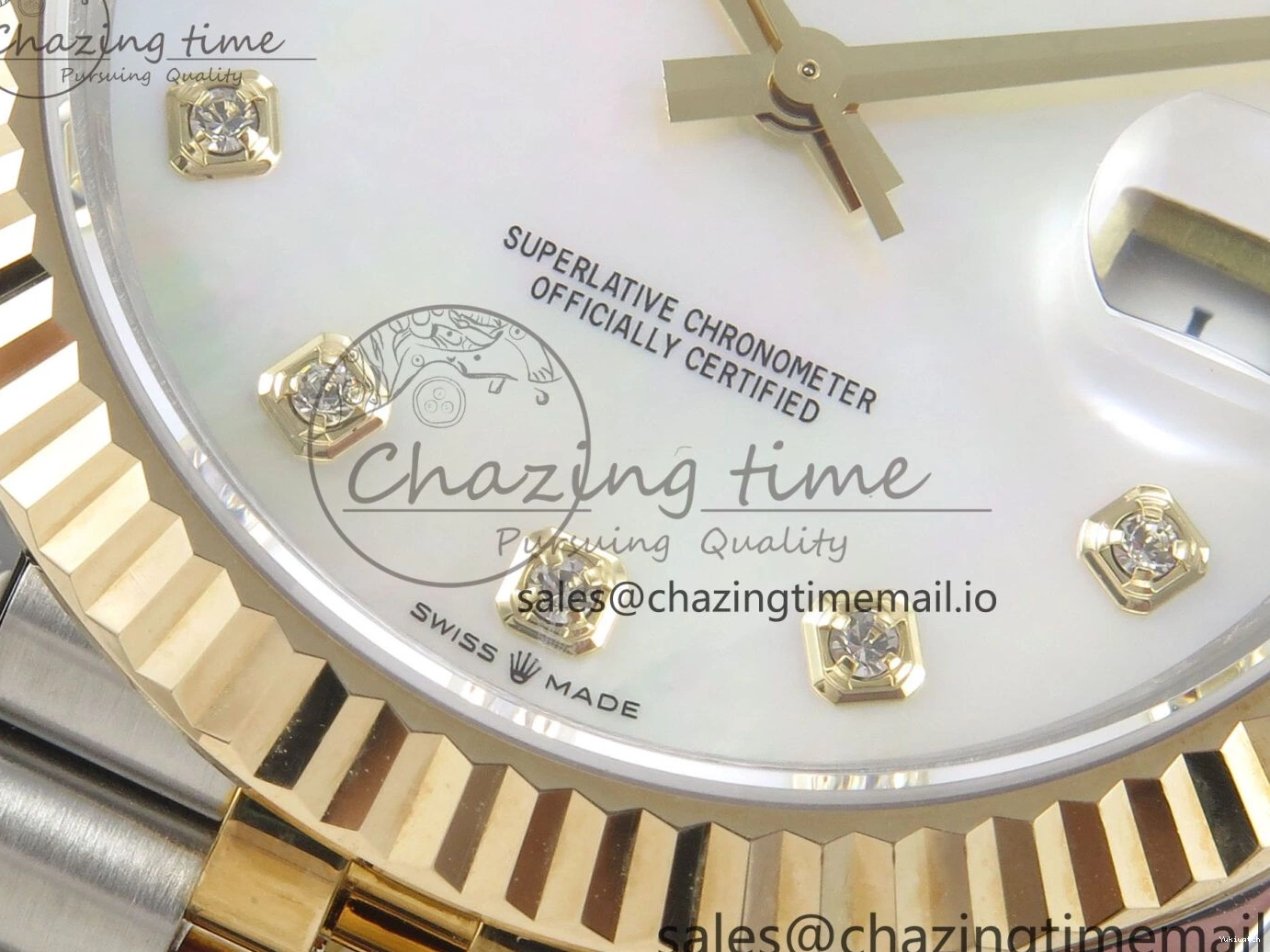 on Edition MOP DateJust White SS 41mm SS Bracelet Jubilee YG Dial Best 126333 3EF YG Diamond SA3235 1:1 0416